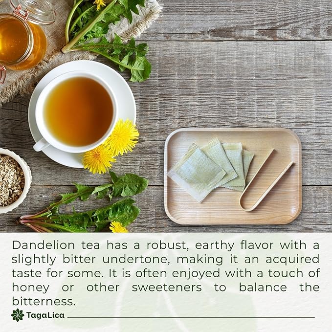 Tagalica, Premium 25 Dandelion Root Tea Bags, 100% Natural & Pure from Dandelion Root, Eco-Conscious Tea Bags, Herbal Tea. No Sugar, No Caffeine, No Gluten, Vegan.