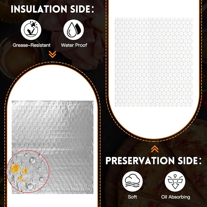 EcoDispose Pre-Cut Insulated Foil Sandwich Wrap Sheets Grease-Resistant for Hot Food (14" x 16",100 PCS)