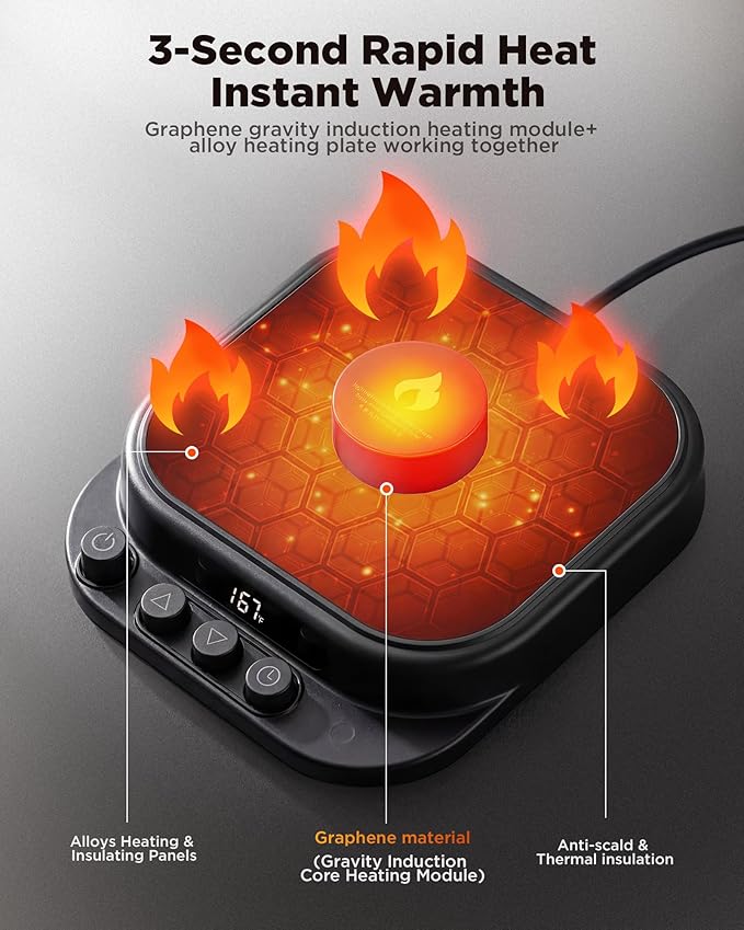 Coffee Mug Warmer for Desk-Fastest Heating Mug Warmer with Temperature Display Smart Candle Warmer Ideal Coffee Gifts & Accessories,Settings&1-12H Timer Auto Shut Off. Beverage Warmer for Coffee,Tea.
