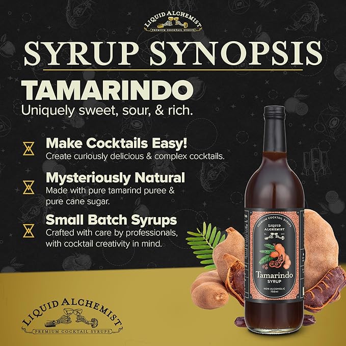 Liquid Alchemist Tamarind Syrup for Cocktails - Real Ingredients Make our Tamarindo Syrup the Perfect Spicy Margarita Mix - Made Fresh with All Natural Tamarind Concentrate (25.4 oz)