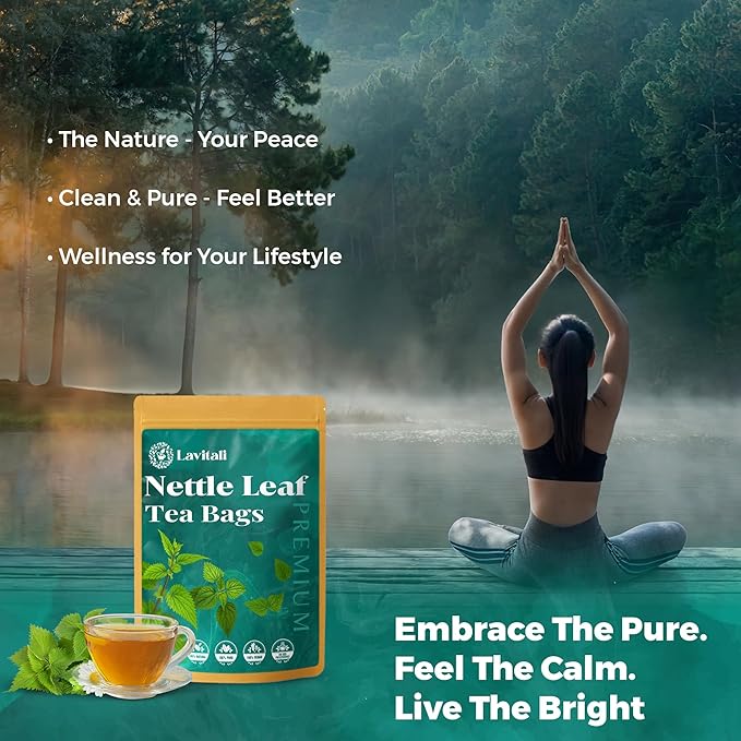 Lavitali, Nettle Leaves Tea Bags | 60 bags, 100% Pure Herbal Tea | Caffeine-Free, Mineral-Rich, Eco-Friendly Filter Bags | Daily Natural Botanical, Hot or Iced Herbal Infusion