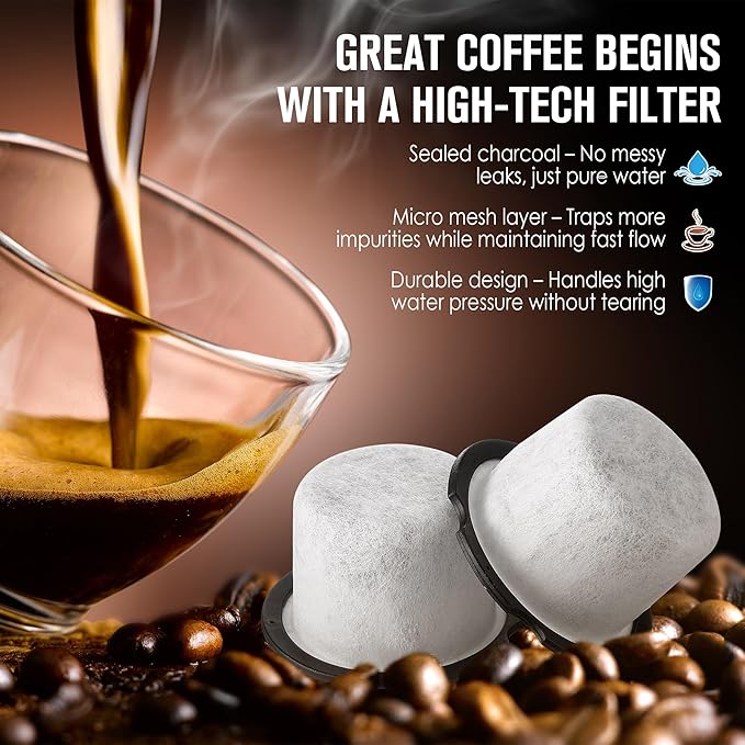 Qualirey 10 Pack Coffee Water Filter Replacement, Compatible with Cafe and GE Profile Grind & Brew Machine, Charcoal Coffee Filter Cartridges, Replacement for C7CGFLTR, Replace Every 3 Months