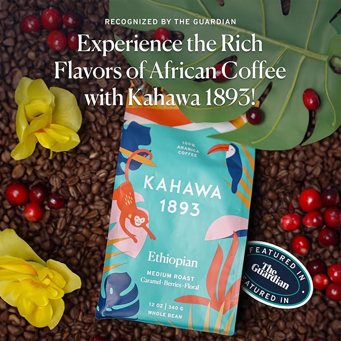 Kahawa 1893 Whole Bean Coffee Combo Pack Kenyan, Ethiopian, Safari & Serengeti Blend (12 Oz) - As Seen on Shark Tank, Naturally Sweet, Organically Grown, Ethically & Sustainably Sourced