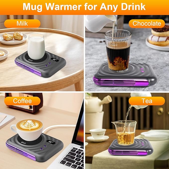 2025 Pro Mug Warmer with Warm Air Function, 3-Temp Settings, Coffee Mug Warmer for Desk Coffee Cup Warmer for Tea Milk Candle Cool Office Gadgets Accessories for Men Women Gifts for Coffee Lovers