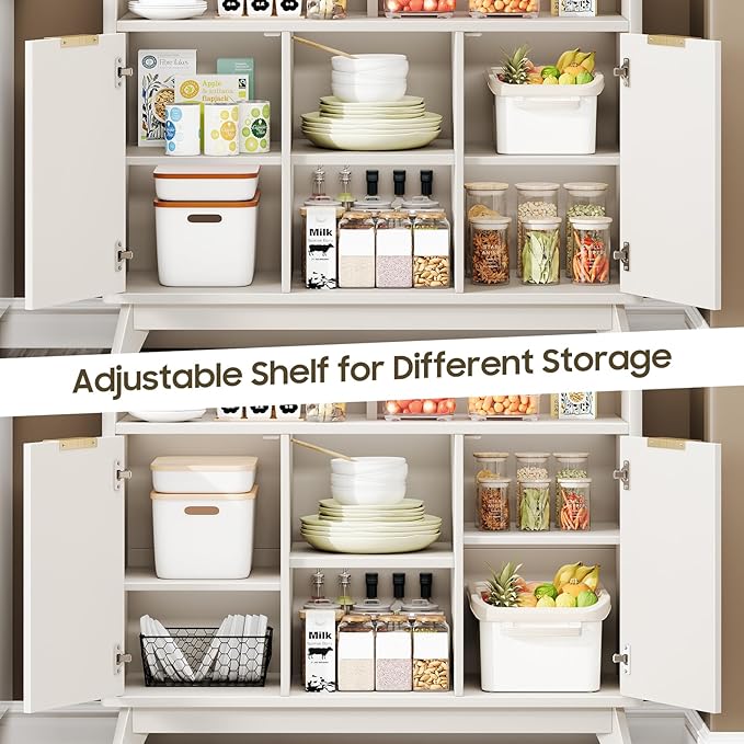 Fluted Storage Cabinet, 39" Sideboard Buffet with Storage, Mid Century Modern Accent Cabinet with Doors and Shelves, Multifunctional Console Table Coffee Bar for Living Room and Kitchen, White
