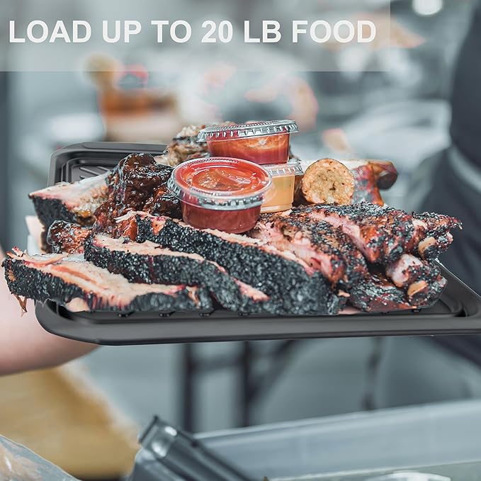 Grilling Prep and Serve Trays, 17 x10.5 inch BBQ Tray for Raw and Cooked Food, Melamine Serving Trays for Food, Set of 2, Black and White