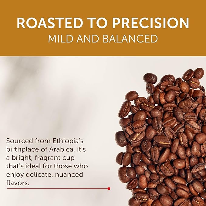 Illy Whole Bean Coffee, Etiopia Light Roast - Delicate Intensity with Floral Jasmine & Citrus Notes - 100% Arabica - Whole Beans - Pressurized Packaging Sealed for Freshness - 8.8oz can (Pack of 6)