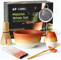 Matcha Whisk Set, Ceramic Matcha Kit Desert Style, Matcha Whisk and Bowl, Bamboo Scoop and Rest, Sifter and Tea Towel, 7 Pcs Gifts for Matcha Lover - Matte Soil