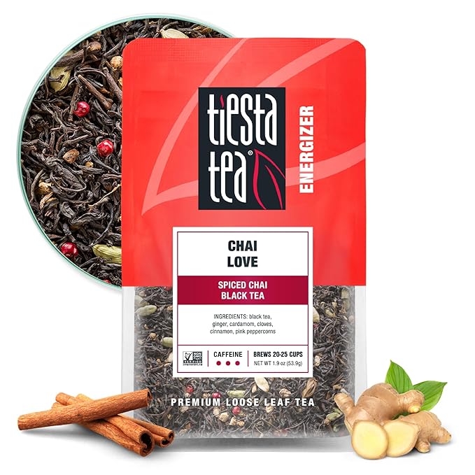 Tiesta Tea - Chai Love | Loose Leaf | Spiced Chai Black Tea | Premium Blend | High Caffeinated Black | Make Hot or Iced Brews Up to 25 Cups | 1.9 Ounce Resealable Pouch