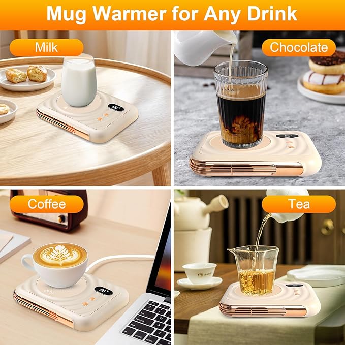 2025 Pro Mug Warmer with Warm Air Function, 3-Temp Settings, Coffee Mug Warmer for Desk Coffee Cup Warmer for Tea Milk Candle Cool Office Gadgets Accessories for Men Women Gifts for Coffee Lovers