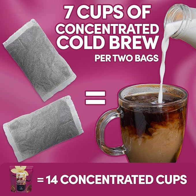 Sarasota Coffee 1905 Cold Brew Coffee Bags | Sweet Cream Jamaican Me Crazy | Blonde-Medium Roast | Smooth & Low Acid | Ground Filter Packs | Cold Brew Kit Makes 14 Cups | Creamy Vanilla & Caramel Notes