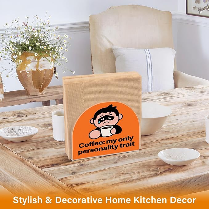 Coffee The Trait Acrylic fall napkin holder for Farmhouse Cocktail freestanding napkin and utensil holder home decor for Farmhouse Cocktail 1Pack