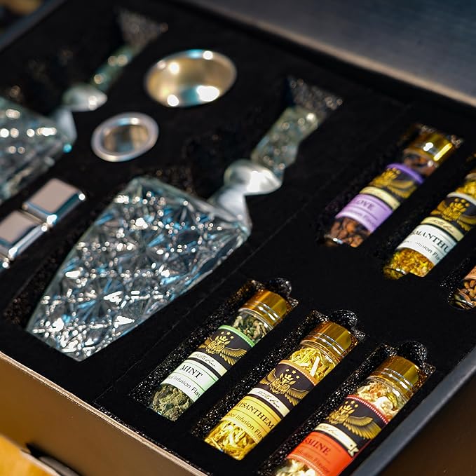 Alcohol Infusion Kit for Infusing Whiskey, Gin, Vodka, Tequila, Rum - DIY Your Own Flavored Spirits with Natural Ingredients - Anniversary, Birthday Gift for Men, Husband
