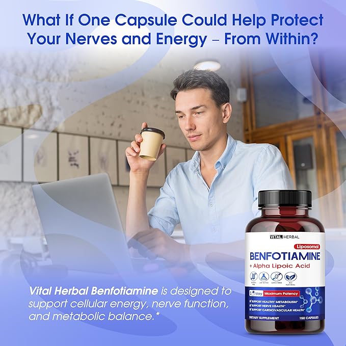 Vital Herbal Liposomal Benfotiamine with Alpha Lipoic Acid - Maximum Potency- Support Healthy Metabolism