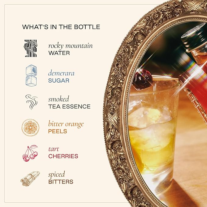 Strongwater Smoked Old Fashioned Craft Cocktail Mixer - Makes 32 Cocktails - Handcrafted Old Fashioned Syrup with Lapsang Souchong Tea, Sugar, Citrus & Cherry