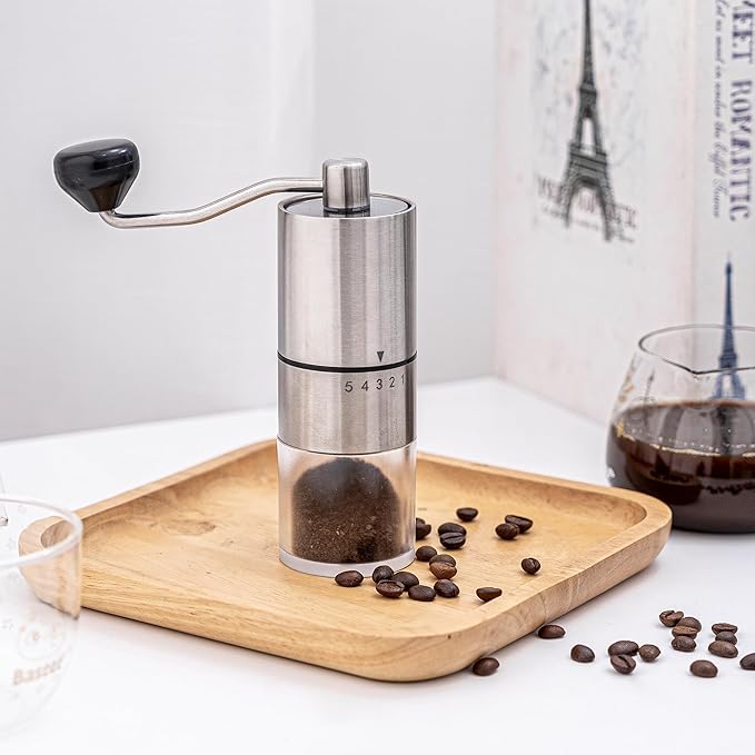 Topadorn Manual Coffee Grinder with Hand Crank Travel Coffee Bean Stainless Steel Grinder Great Gift for Home, Espresso, Office and Camping