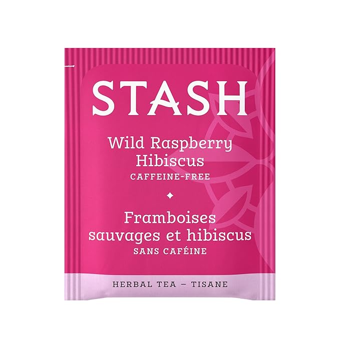 Stash Tea Wild Raspberry Hibiscus Herbal Tea - Naturally Caffeine Free, Non-GMO Project Verified Premium Tea with No Artificial Ingredients, 20 Count (Pack of 6) - 120 Bags Total