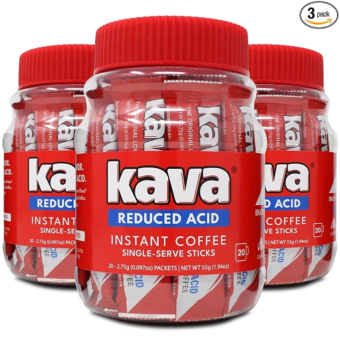 Kava Low Acid Instant Coffee Single Serve Stick Packets, 20 Count (Pack of 3)