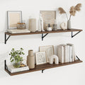 Axeman Deep Floating Shelves for Wall - 48 Inch Wide x 10 Inch Deep Floating Shelves Set of 2 -Walnut Wide Wall Shelves for Living Room Bathroom Bedroom