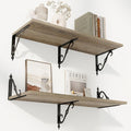RICHFOCUS 12 Inch Deep Floating Shelves for Wall, 31.5" W x 12" D Wood Wall Shelves Set of 2, Wide Floating Shelves for Living Room, Bedroom, Kitchen, Bathroom and Decor Storage, Grey