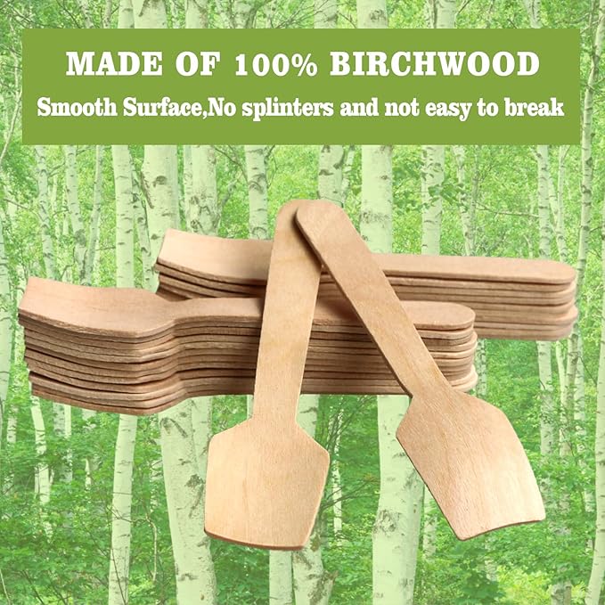200 Pcs Wooden Ice Cream Spoons - 3.8 Inch Biodegradable & Compostable Mini Wooden Spoons for Tasting, Desserts, and Sampling, Idea for Baby Shower, Party Supplies
