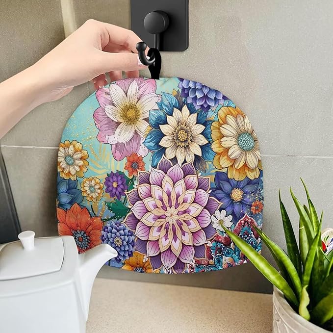 Mandala Tea Cozies Covers Designed in England Tea Pot Cozy for Keeping Warm Dust Proof Teapot Insulation Cover for Kitchen Decor