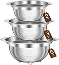Stainless Steel Colander for Kitchen, Stainless Steel Strainer, Pasta Strainer for Spaghetti Fruit Vegetable Cooking Food, 3 Pcs Strainers and Colanders(2QT, 3QT, 5QT), Dishwasher Safe, Christmas Gift