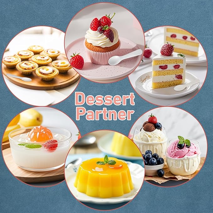 Mini Spoons - 100 Pcs Dessert Spoons Plastic Disposable Cutlery Small Plastic Spoons For Ice Cream Cake Jelly Pie Yogurt Dessert For Party Celebrations (100, WHITE)