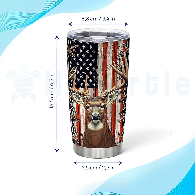 Hyturtle Personalized Hunting Gifts For Men - Deer Hunting Tumbler 20 Oz Travel Coffee Mug Stainless Steel - Fathers Day Gift For Dad, Him, Boy, Husband, Hunters On Birthday, Christmas