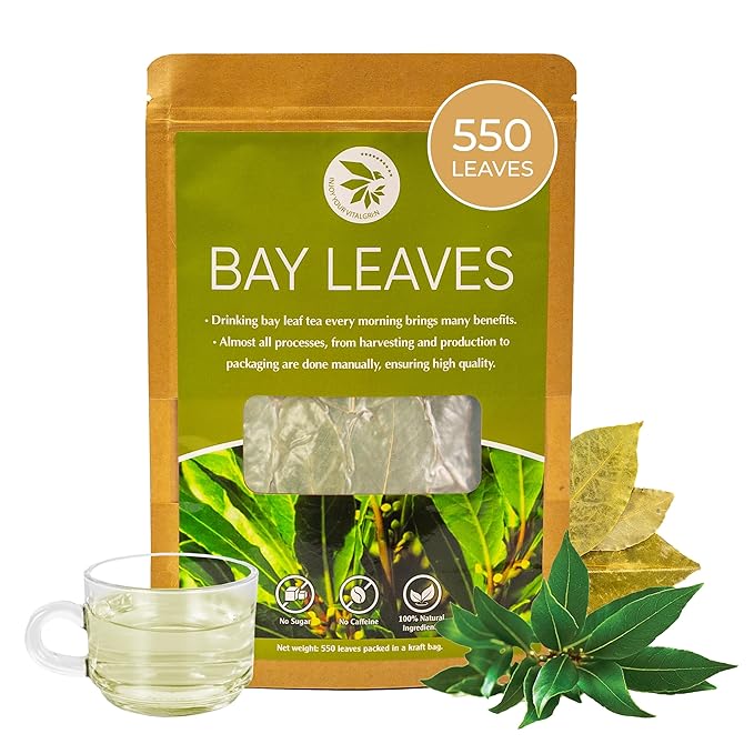 Bay Leaves Tea - 550 Dried Whole Leaves, 4.06 oz, Hojas de Laurel, 100% Natural Sun Dried, Caffeine-Free Herbal Tea, For Brewing or Cooking, Immune & Wellness Support