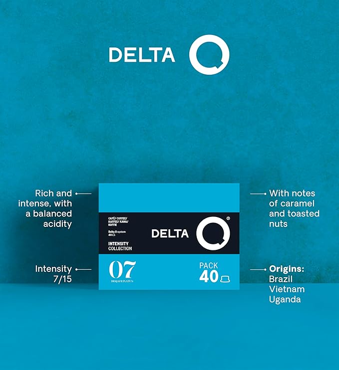 Delta Q - deQafeinatus Espresso Pods for Delta Q machines - Intensity 7, Notes of Caramel and Dried Fruits, 40 Capsules XL Pack