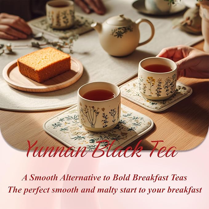 WT WEETEE Yunnan Black Tea Loose Leaf 228g, 110+ Servings Chinese Dianhong Loose Tea, Honey Aroma, Full Bodied, Mellow & Smooth, Energizing & Caffeinated