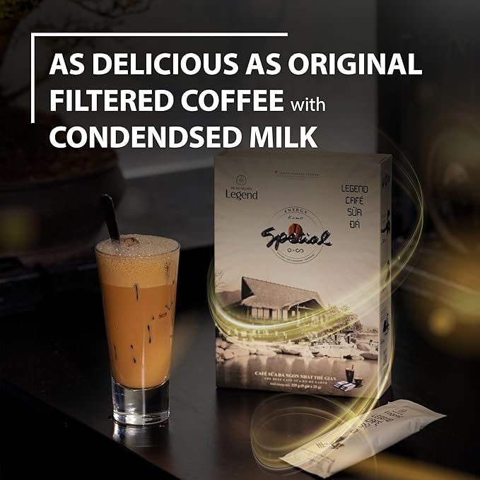 TRUNG NGUYEN LEGEND CAFE SUA DA Premium Instant Coffee for Energy Boost by NANO+ Technology, Non-Dairy Creamer, Coffee Mix - Strong and Pure Vietnamese Instant Coffee (9 Packets/Box)