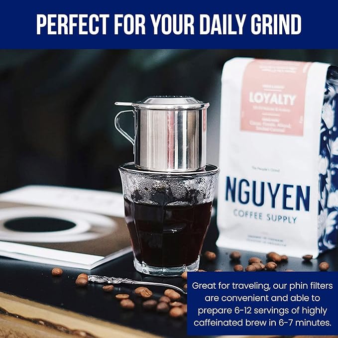 Nguyen Coffee Supply - Original Phin Filter: Stainless Steel 24oz Chamber 6 inch plate Diameter, Perfect Cup of Phin Drip Coffee in 7 minutes [24 oz]