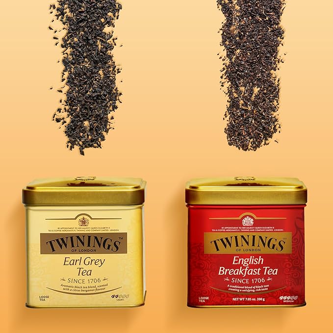 Twinings Earl Grey Loose Black Tea Tins, 7.05 Ounce Tins (Pack of 6), Flavoured with Citrus and Bergamot, Caffeinated, Enjoy Hot or Iced