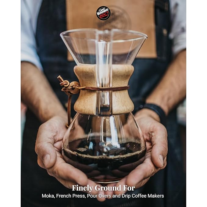 Caffè Vergnano Italian Finely Ground Espresso Coffee – 100% Arabica for Moka, Intensity Level 4 – Sweet & Balanced Blend Slow Roasted with Notes of Chocolate, Hazelnut, Caramel, 8.82 oz Tin