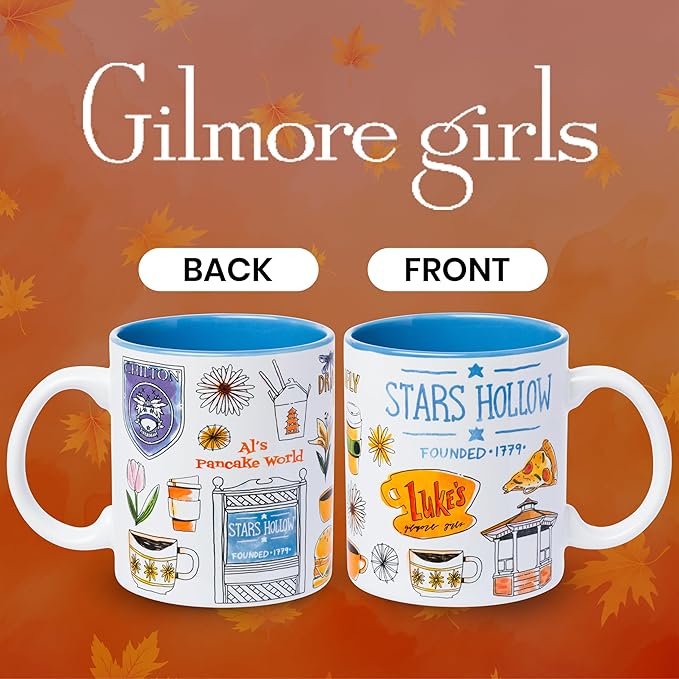 Silver Buffalo Gilmore Girls Destination Locations Icons Ceramic Mug, 20 Ounces