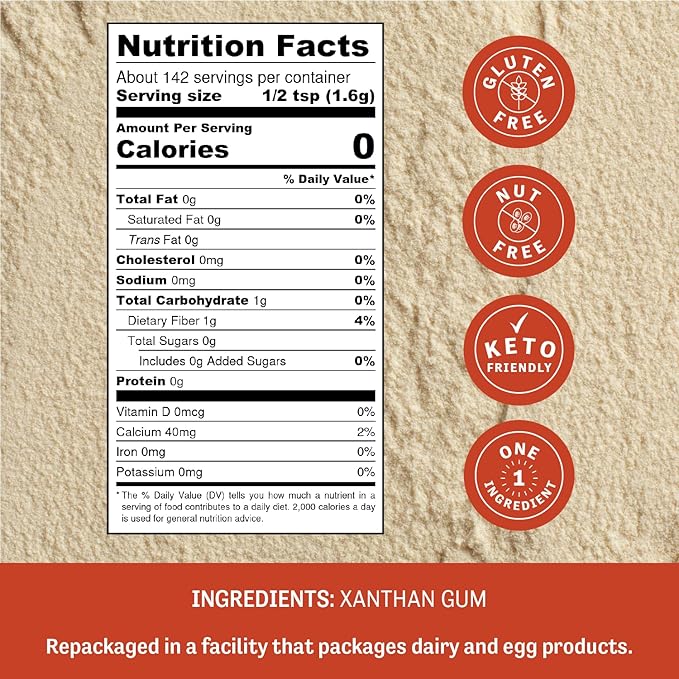 Judee's Gluten Free Xanthan Gum Powder - Gluten Free Baking - Liquid Thickener for Soups & Sauces - Ice Cream Thickener - 8 Oz