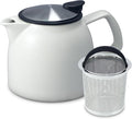 FORLIFE Bell Ceramic Teapot with Basket Infuser, 26-Ounce/770ml, White