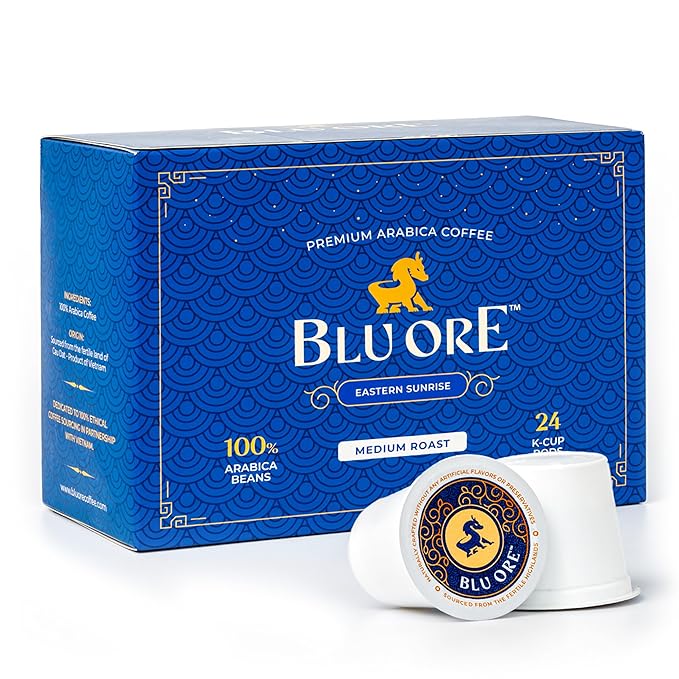 Blu Ore Premium Vietnamese Coffee Pods - Medium Roast - Recyclable Single Serve K-Cup Compatible (24 Count) - 100% Arabica Coffee, No Preservatives or Artificial Flavor