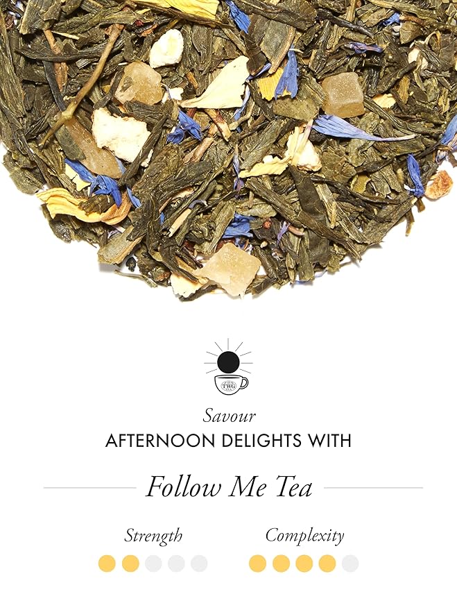 TWG Tea | Follow Me Tea | Green Tea | Ginseng & Pineapple | 15 Hand Sewn Cotton Teabags | Gift Set