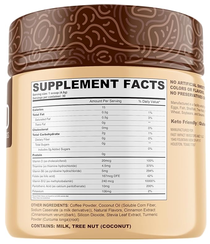 Keto Vitals Instant Keto Coffee Powder - 30 Servings - Low-Calorie Original Sweetened Coffee with Keto-Friendly Creamer