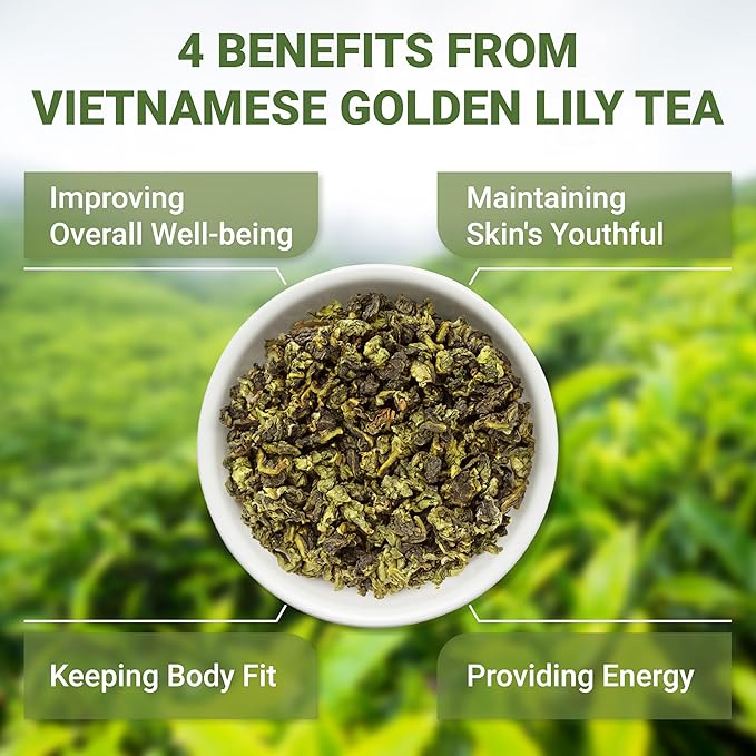 doanhdang - 7 Oz Premium Oolong Tea, Vietnamese Oolong Loose Leaf Tea with Fresh Taste, CauDat Oolong Tea in High Mountain, For Morning Companion, Vietnamese Golden Lily Tea (JinXuan Oolong)