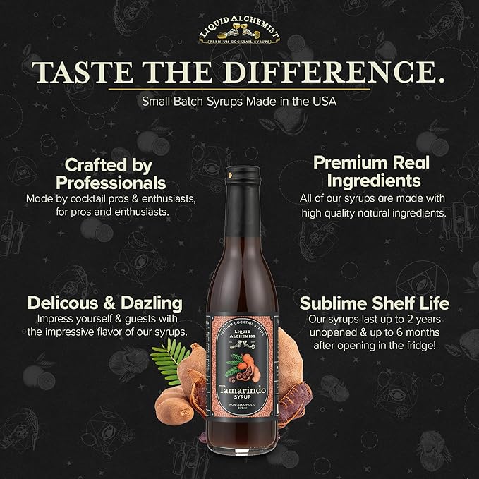 Liquid Alchemist Tamarind Syrup for Cocktails - Real Ingredients Make our Tamarindo Syrup the Perfect Spicy Margarita Mix - Made with Fresh Tamarind Puree & All Natural Tamarind Concentrate (12.7 oz)