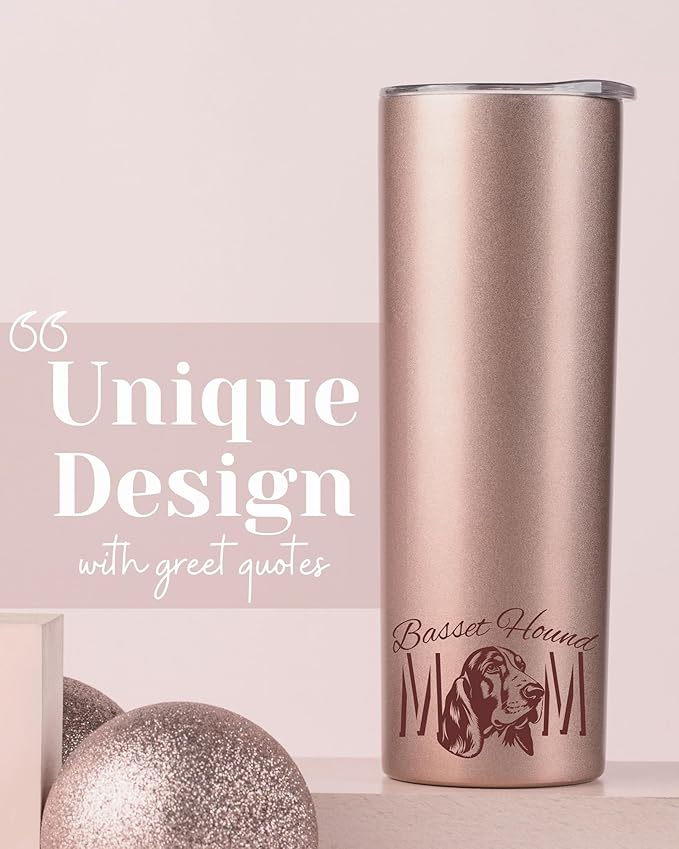Onebttl Basset Hound Gifts, Gifts on National Hug Your Hound Day, Birthday and Christmas, 20 oz Insulated Stainless Steel Tumbler - MOM