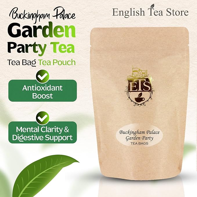English Tea Store Buckingham Palace Garden Party Tea Pouches - 100 Teabag | Earl Grey & Jasmine Notes | Medium Caffeine with Classic British Blend | Afternoon Tea Favorite | Gluten-Free