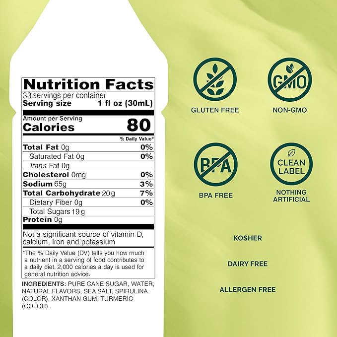 Monin - Pistachio Syrup, Rich and Roasted Pistachio Flavor, Great for Lattes, Mochas, and Dessert Cocktails, Non-GMO, Gluten-Free (1 Liter)