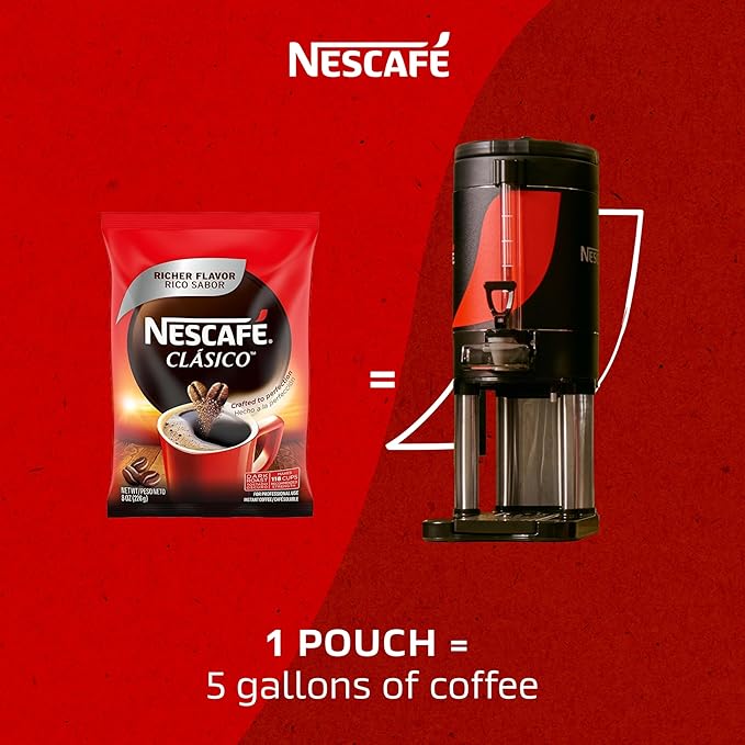 Nescafe Clasico Dark Roast Instant Coffee, 8 oz Pouch