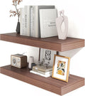 30 Inch Floating Shelves | 12 Inch Deep Walnut Floating Shelves Set of 2 | 30" W x 12" D Rustic Wood Shelves for Wall | Deep Walnut Shelves for Living Room Bathroom Laundry Room Kitchen