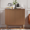 29.5" Wood Fluted Sideboard with 2 Doors, Modern Large Buffet Cabinet with Shelves, Multi-Space Storage Credenza Kitchen for Entryway, Dining & Living Room, Walnut